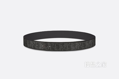 Dior World Tour 双面腰带 35 毫米 Oblique Galaxy 印花效果皮革和黑色光滑牛皮革