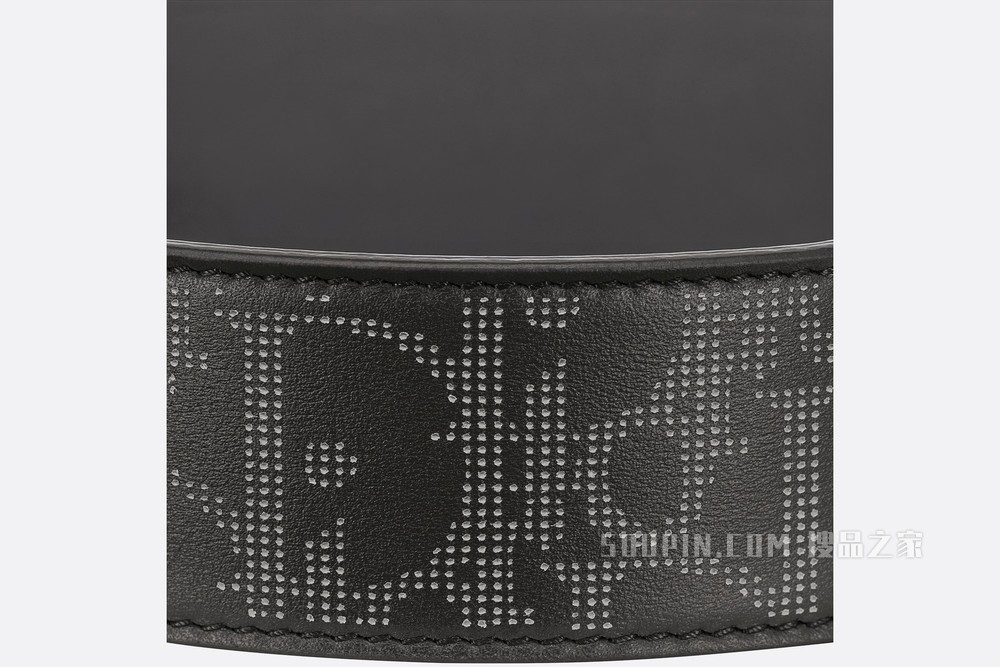 Dior World Tour 双面腰带 35 毫米 Oblique Galaxy 印花效果皮革和黑色光滑牛皮革
