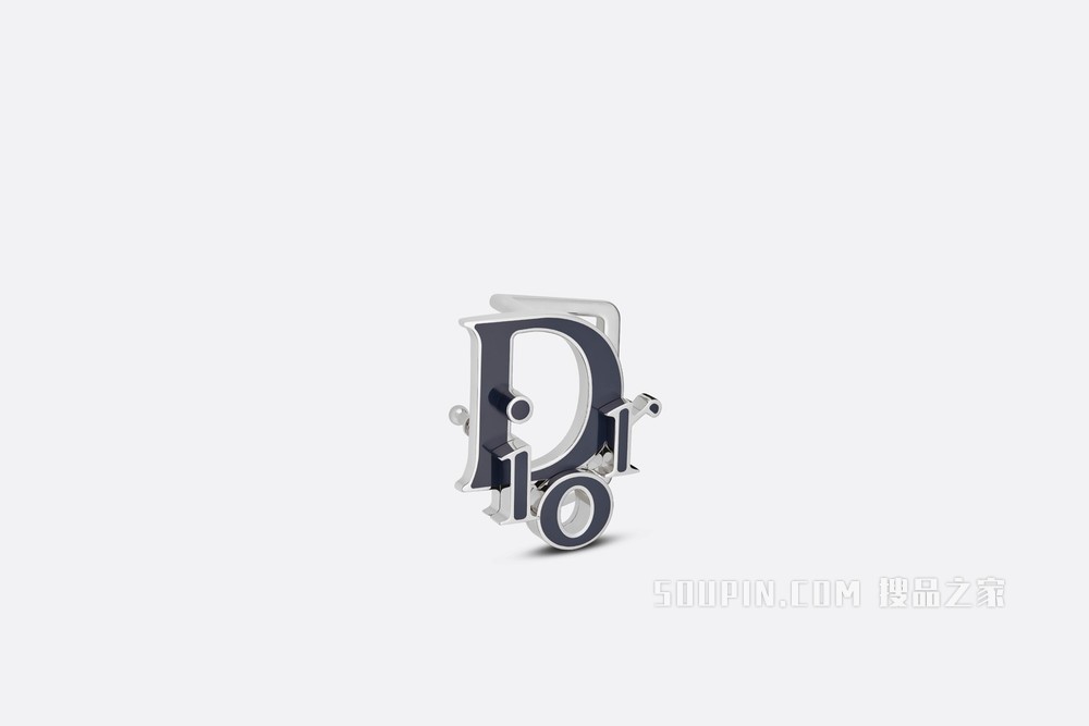 Dior World Tour Dior Oblique 腰带扣 35 毫米金属覆层黄铜和海军蓝色珐琅