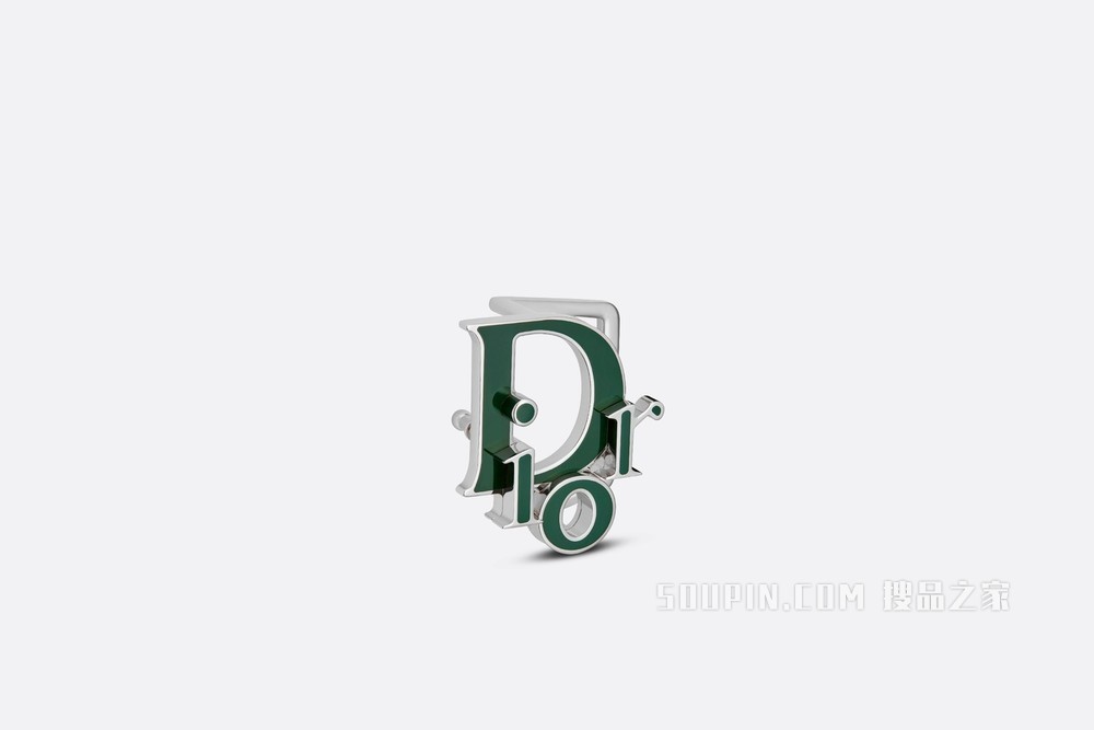 Dior World Tour Dior Oblique 腰带扣 35 毫米金属覆层黄铜和绿色珐琅