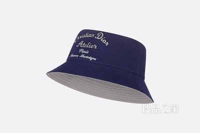 桶帽 海军蓝色棉质帆布“Christian Dior Atelier”标志