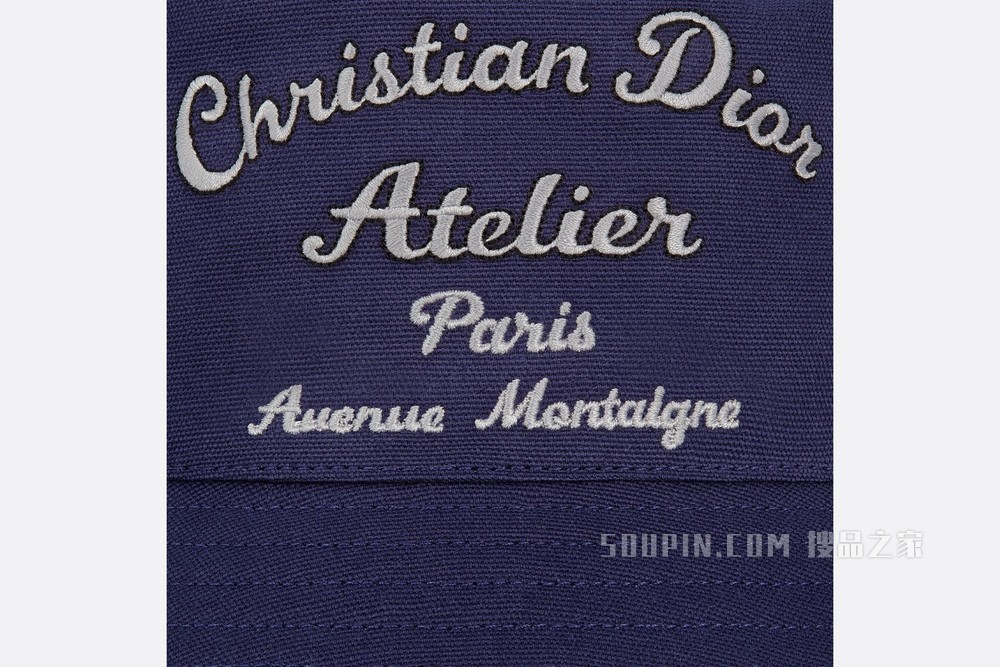 桶帽 海军蓝色棉质帆布“Christian Dior Atelier”标志