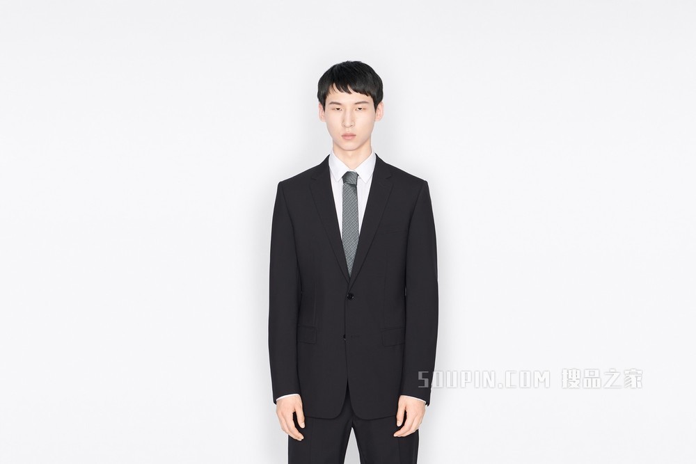 Dior 印花领带 灰色桑蚕丝 Oblique 印花