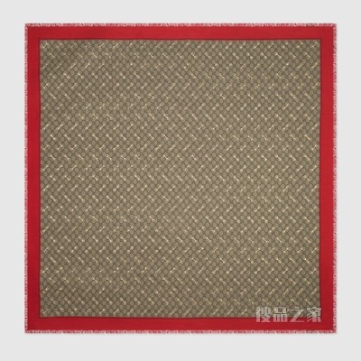 GG马衔扣印花莫代尔披肩 米色和乌木色