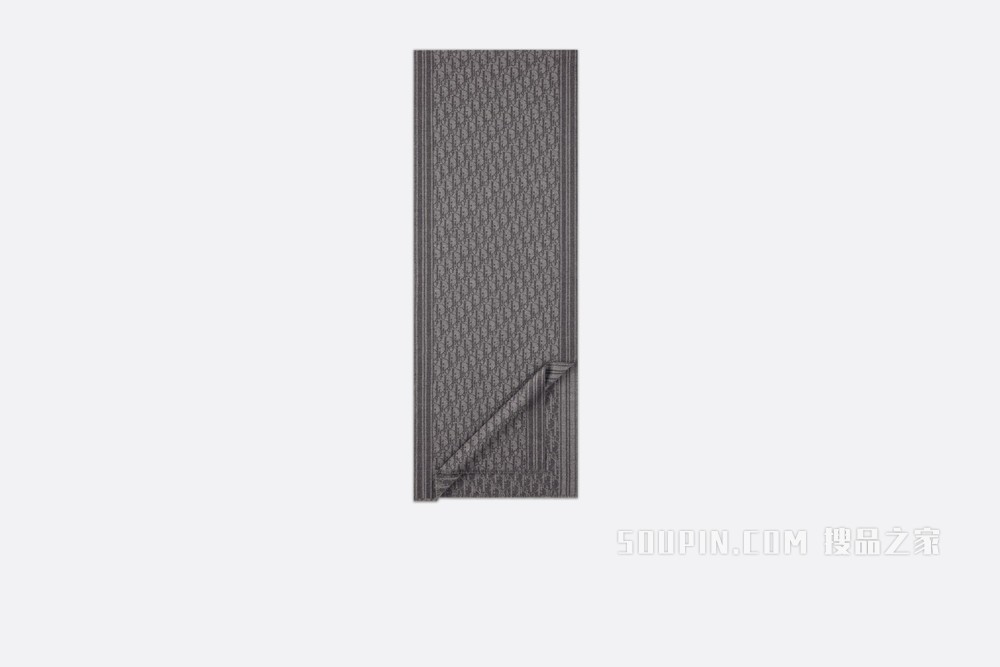 围巾 灰色羊绒 Oblique 印花
