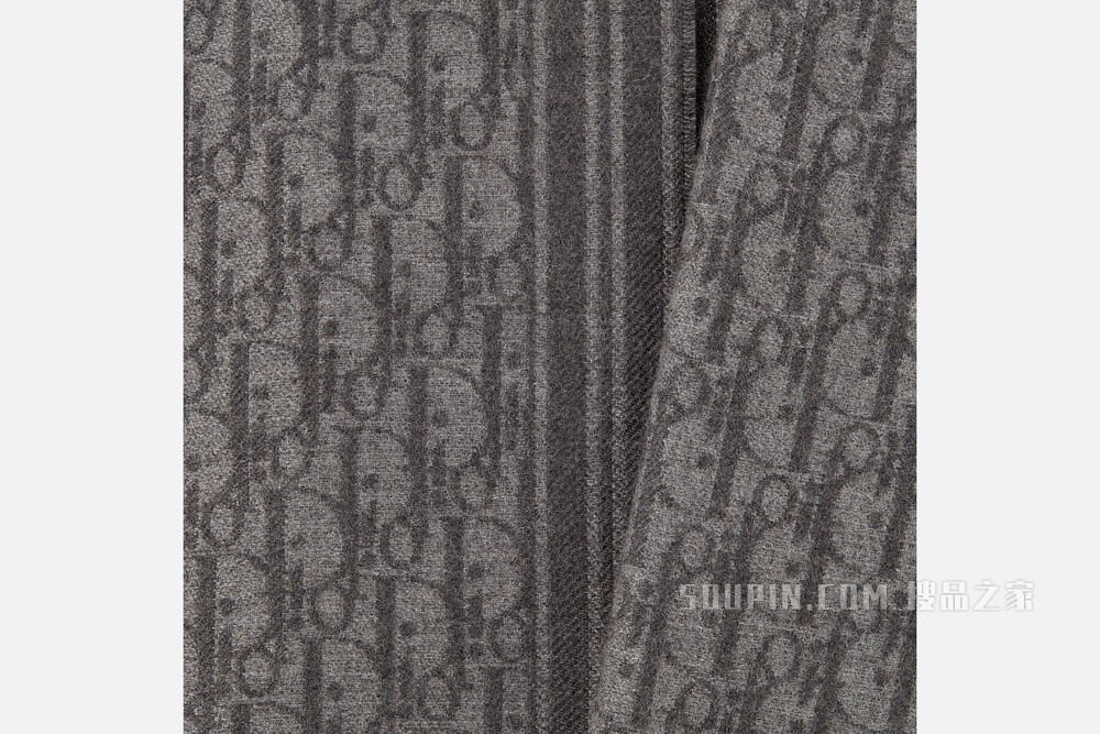 围巾 灰色羊绒 Oblique 印花