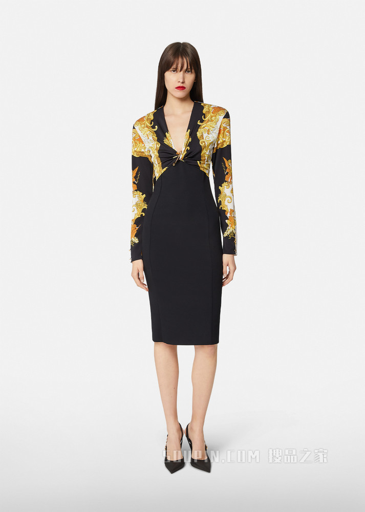 Medusa Renaissance印花乔其纱连衣裙