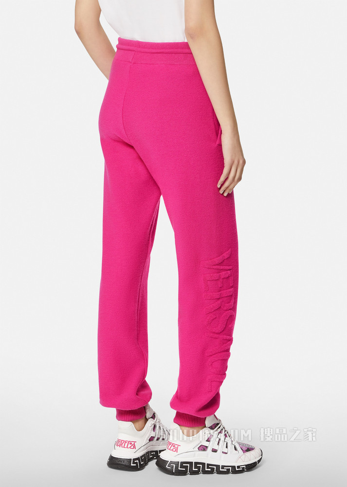 Logo羊毛和羊绒混纺运动裤