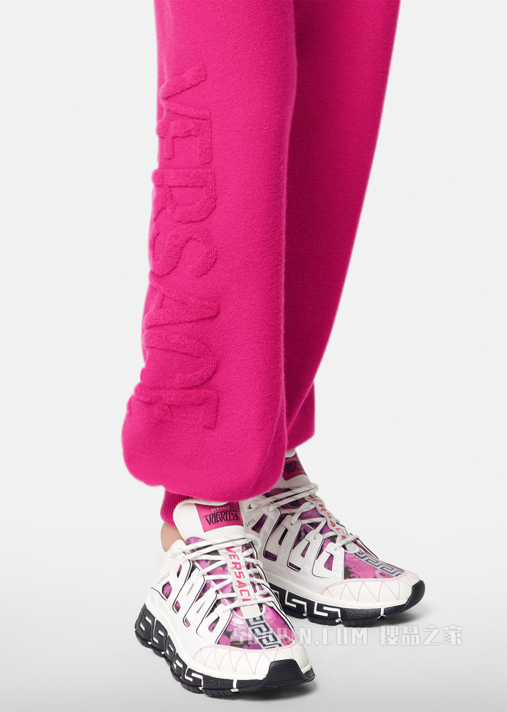 Logo羊毛和羊绒混纺运动裤