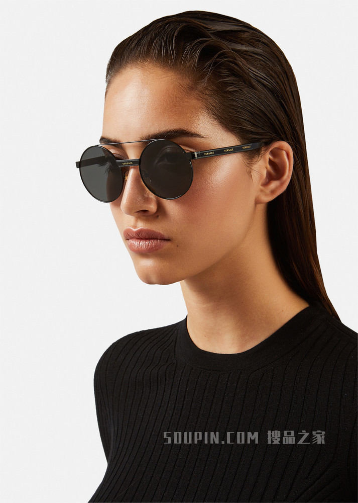 Logomania圆形太阳镜