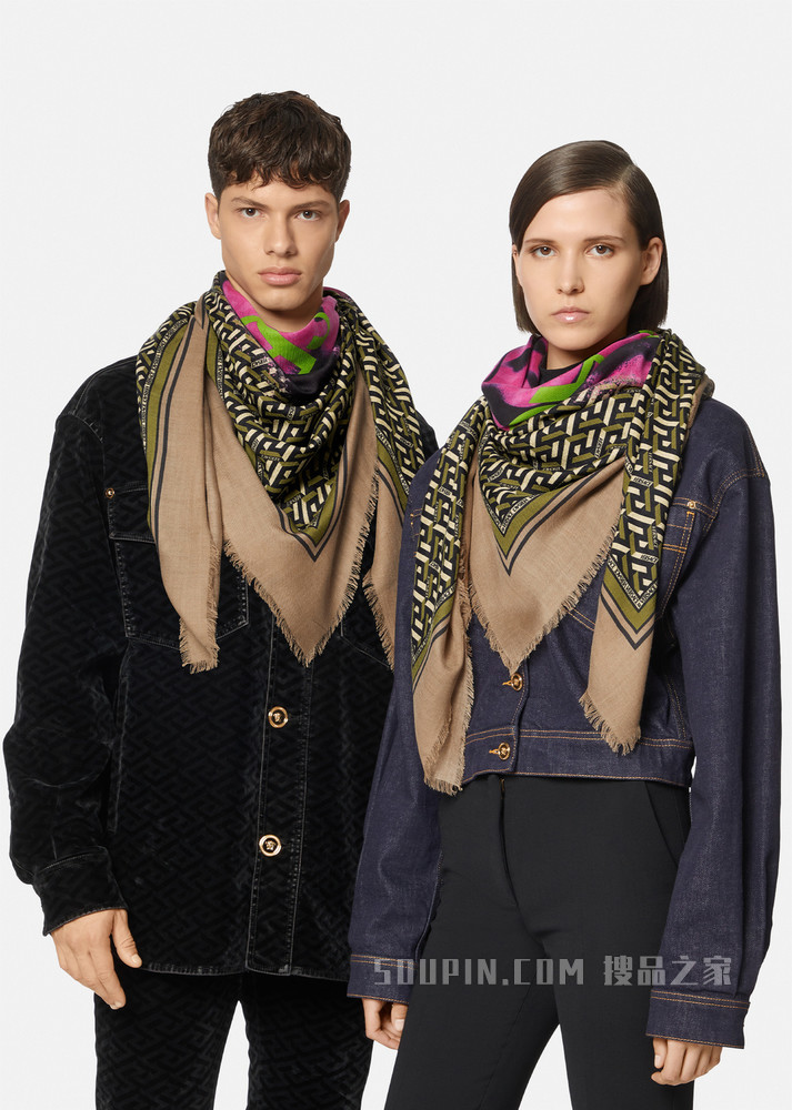 Medusa Tag羊毛真丝混纺披肩