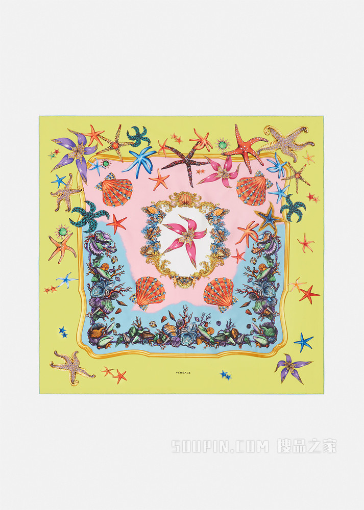 Trésor de la Mer印花真丝方巾