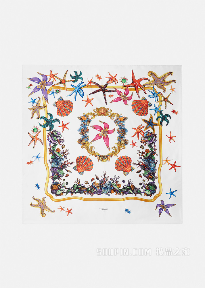 Trésor de la Mer印花真丝方巾