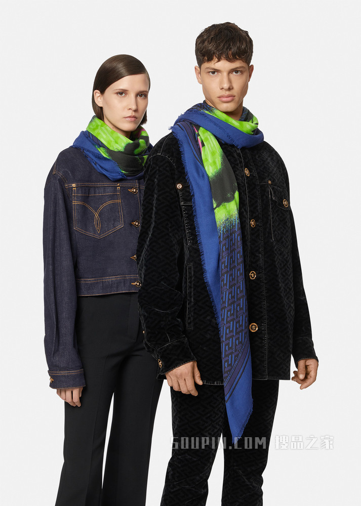 Medusa Tag羊毛真丝混纺披肩