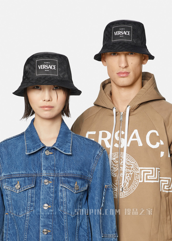 希腊回纹菱形图案渔夫帽