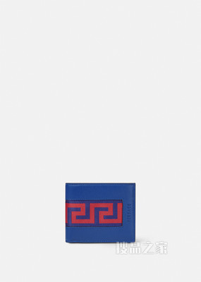 希腊回纹皮革双折钱包