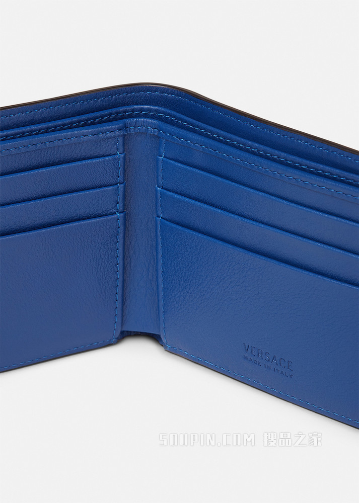希腊回纹皮革双折钱包