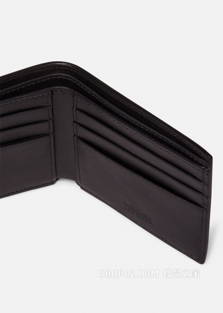 希腊回纹皮革双折钱包