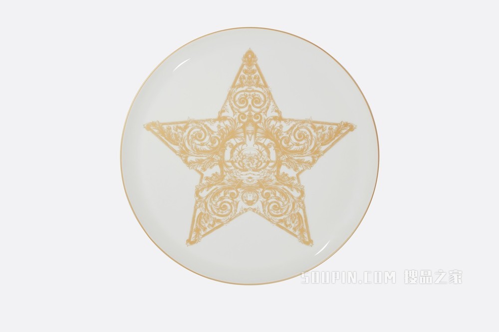 浅盘 白色和金色“Mythology Star”图案