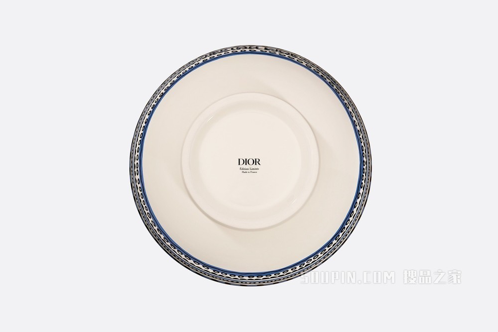 色拉碗 蓝色陶质, 二零二二早春系列“DEE”图案