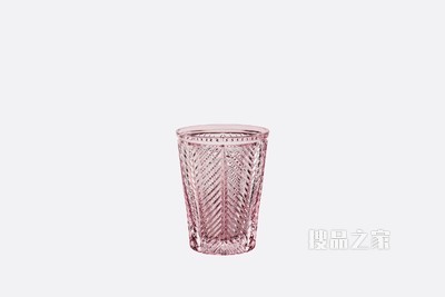玻璃水杯 粉色人字斜纹图案