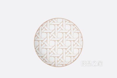 甜品碟 白色瓷质米色普罗旺斯风情藤格纹