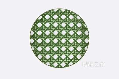 餐盘 白色瓷质绿色普罗旺斯风情藤格纹
