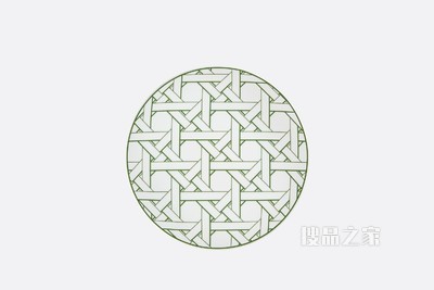 甜品碟 白色瓷质绿色普罗旺斯风情藤格纹