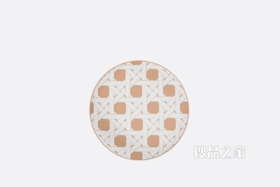 面包碟 白色瓷质米色普罗旺斯风情藤格纹