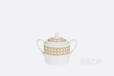 糖罐 金色藤格纹装饰