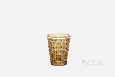 黄色玻璃杯 藤格纹图案