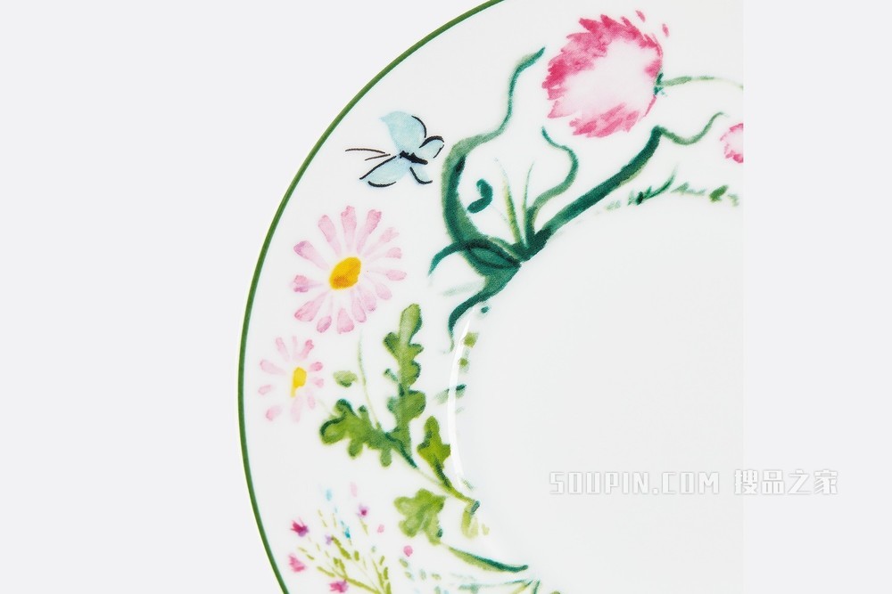 茶杯杯托 瓷质 Milly-la-Forêt 植物印花