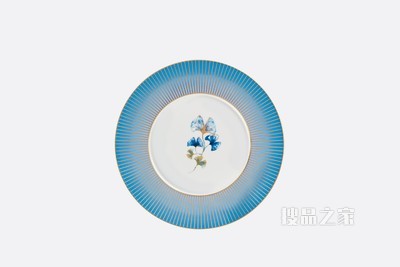 甜品碟 蓝色瓷质银杏图案