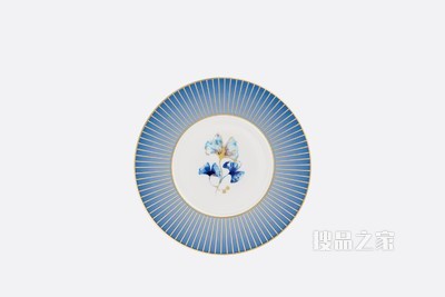 面包碟 蓝色瓷质银杏图案