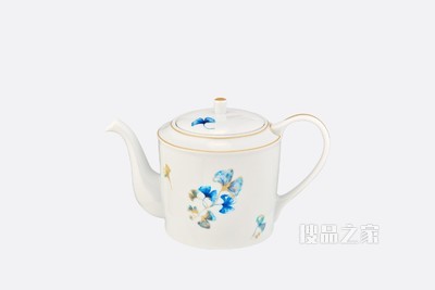 茶壶 蓝色瓷质银杏图案