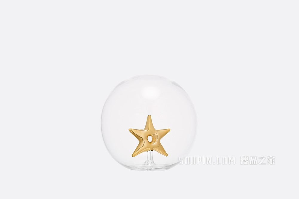 玻璃装饰球 白色和金色“Mythology Star”图案