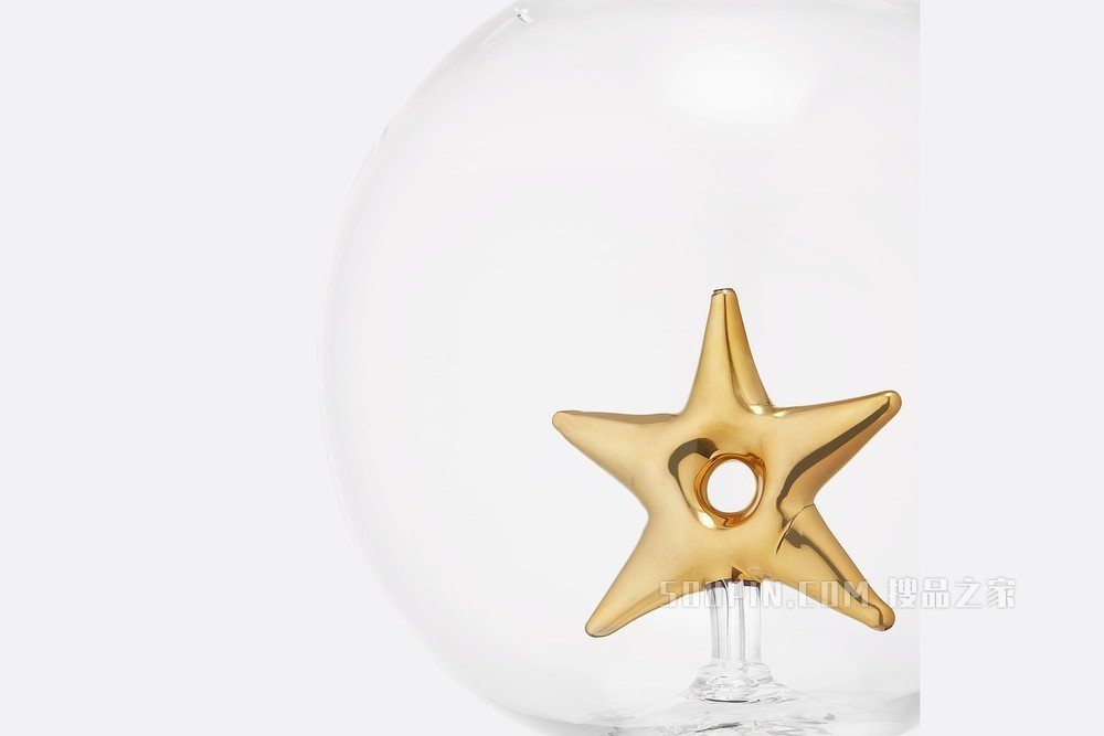 玻璃装饰球 白色和金色“Mythology Star”图案
