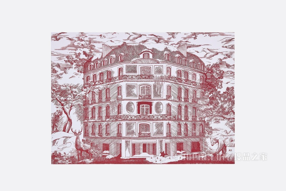 拼图 30 Montaigne 和红色茹伊印花图案