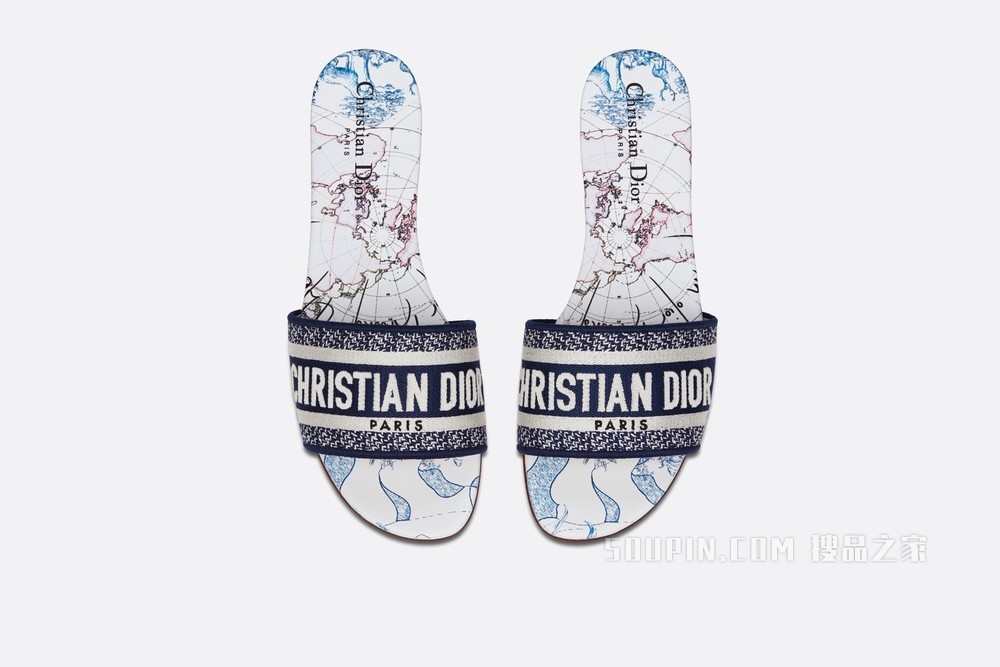 棉质凉拖 蓝色棉质 Dior Around the World 刺绣