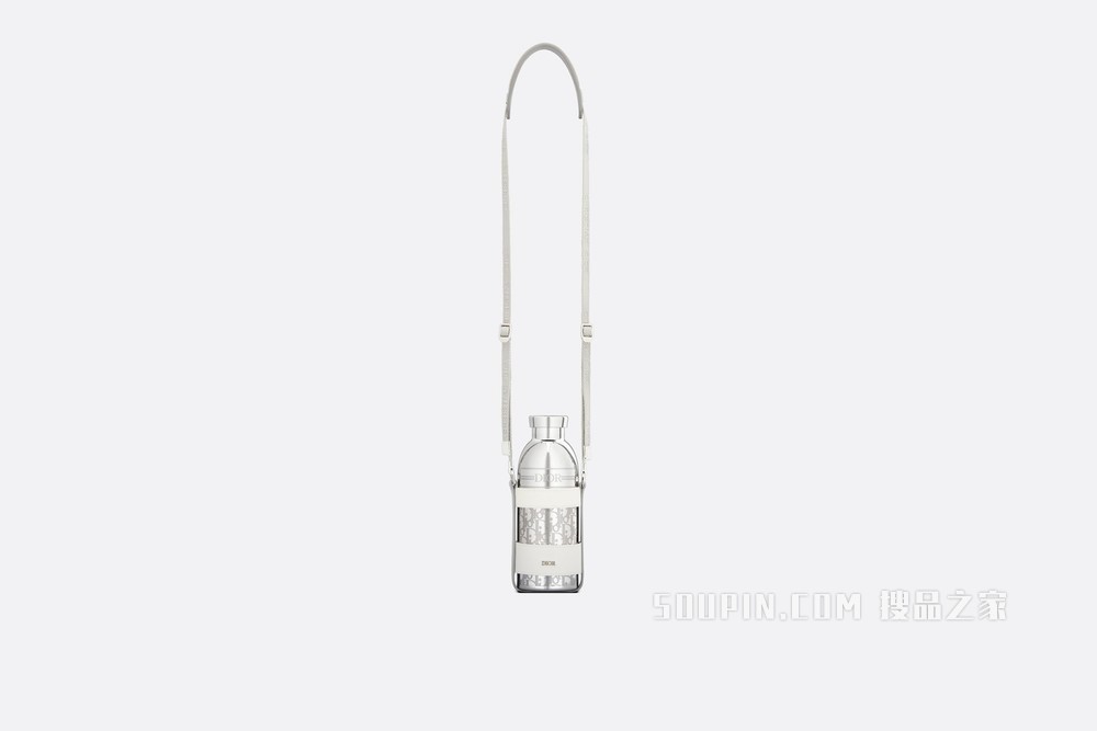 Dior Aqua 水瓶 灰白色粒面牛皮革和不锈钢 Dior Oblique 图案搭配肩带