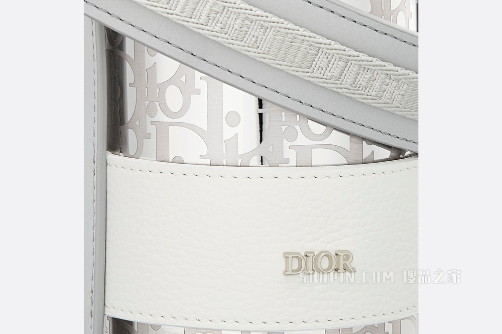 Dior Aqua 水瓶 灰白色粒面牛皮革和不锈钢 Dior Oblique 图案搭配肩带