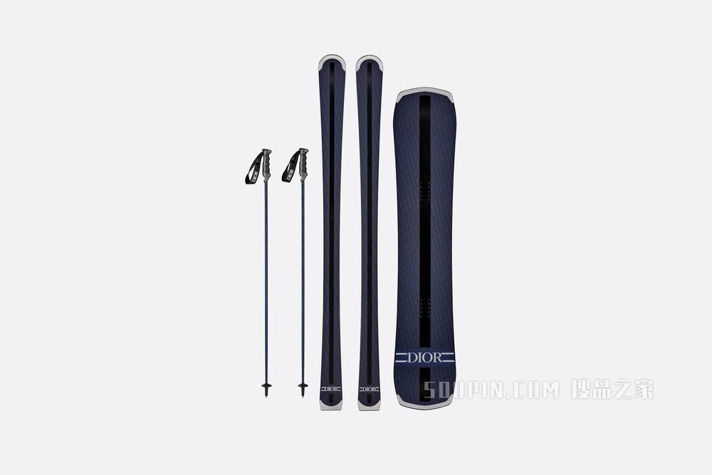 DIOR AND AK SKI 滑雪杖 120 厘米海军蓝色 Dior Oblique 图案