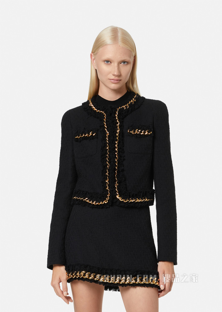 粗花呢链条夹克