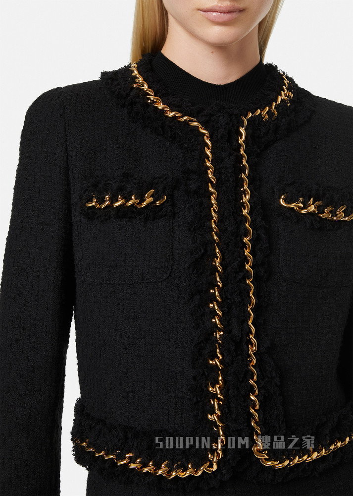 粗花呢链条夹克