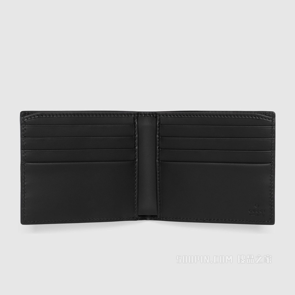 Gucci Bestiary系列钱包,饰以蜜蜂图案 黑色GG Supreme帆布