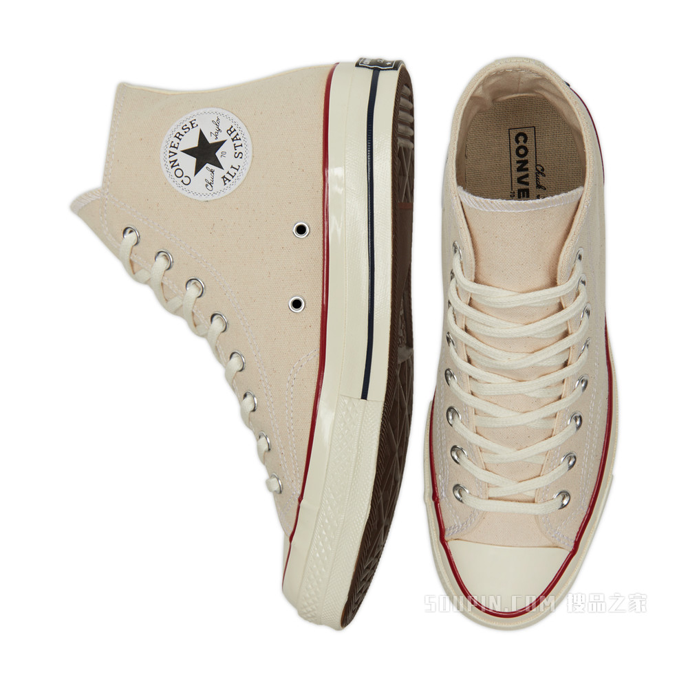 【男女同款】Chuck 70米白色高帮帆布鞋 中性 米白色
