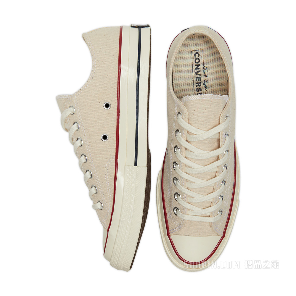 【男女同款】Chuck 70经典低帮复古帆布鞋 中性 米白色
