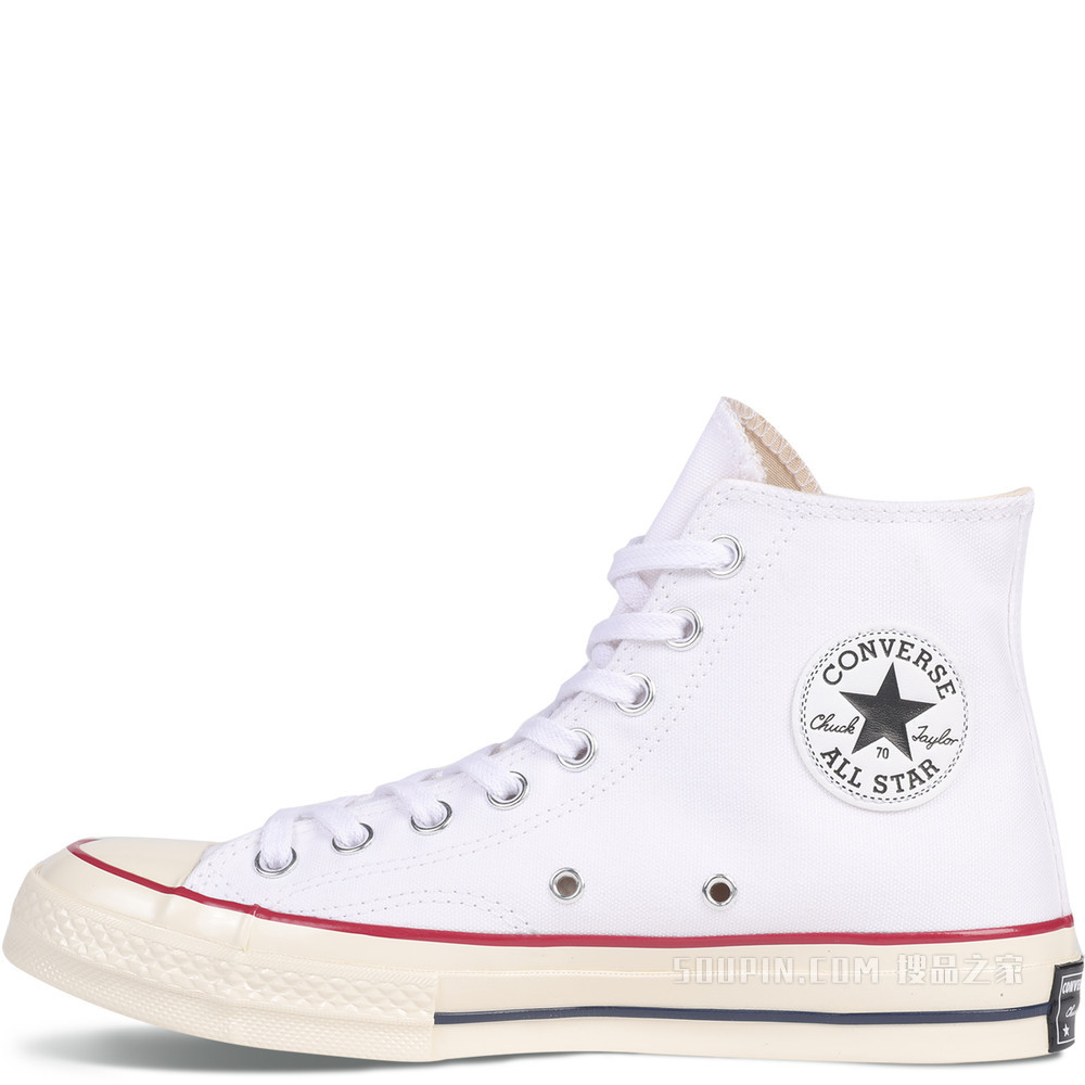 【男女同款】Chuck 70经典白色高帮帆布鞋 中性 白色