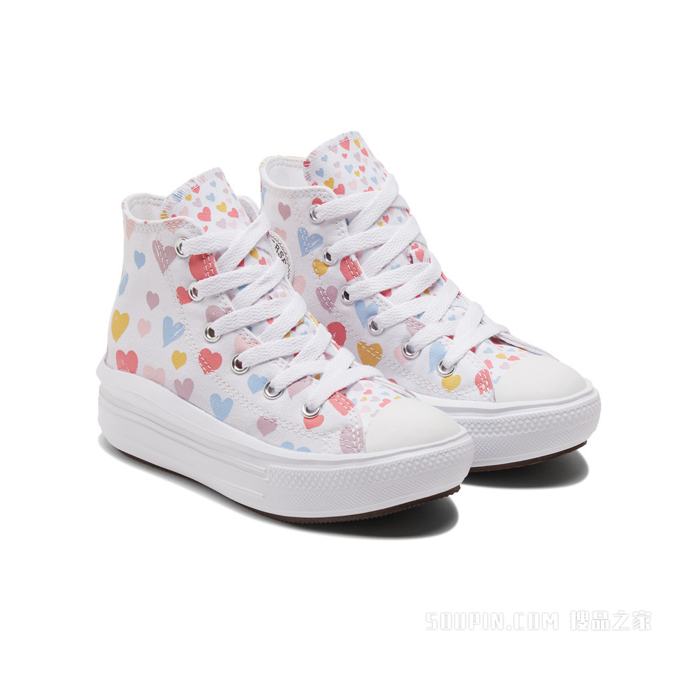 【小童】All Star Move时尚厚底帆布鞋 童款 白/多色//粉/蓝