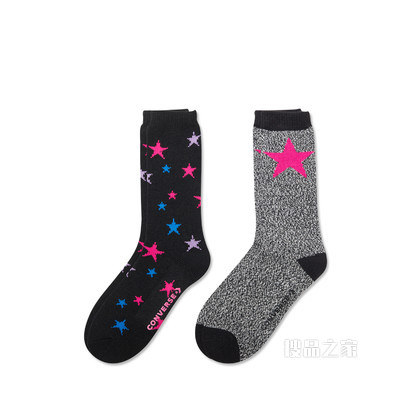 【男女同款】撞色星箭运动袜中筒袜 中性 黑色